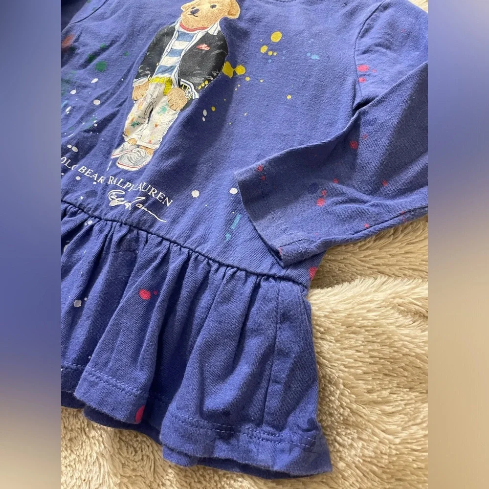 EUC Polo Ralph Lauren Paint Splattered Polo Bear Tunic